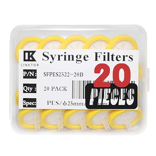 LINKTOR Syringe Filter PES Hydrophilic Filtration, General Luer Taper 25mm by LINKTOR
