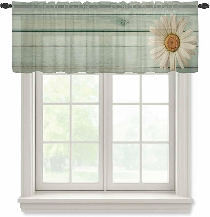 Daisy Flower Sheer Valances for Windows 42"x12", Light Filtering Kitchen by Unknown