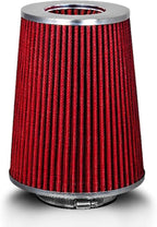 RED 3.5" 89 mm Inlet Truck Air Cone Replacement Performance Washable Clamp-On by RtunesRacing