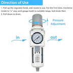 XingNEeng 3/8" NPT Compressed Air Filter Regulator Combo Piggyback, Water/Oil - Image 4
