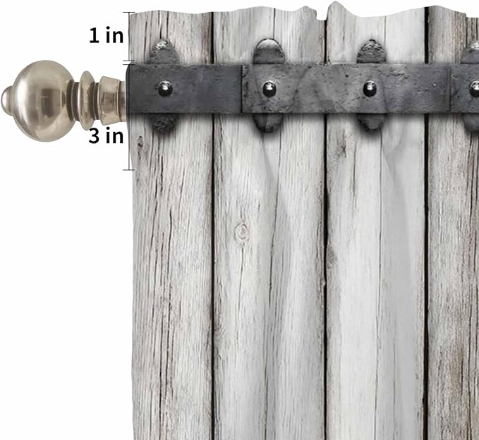 Farmhouse Rustic Kitchen Curtain Set, Vintage Country Wooden Grain Window - Image 5