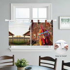 Farm Rooster Kitchen Curtains 24 Inch Length, Small Window Curtains Tab Top - Image 4