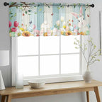 Easter Sheer Valances for Windows 60"x18", Light Filtering Kitchen Curtains - Image 2