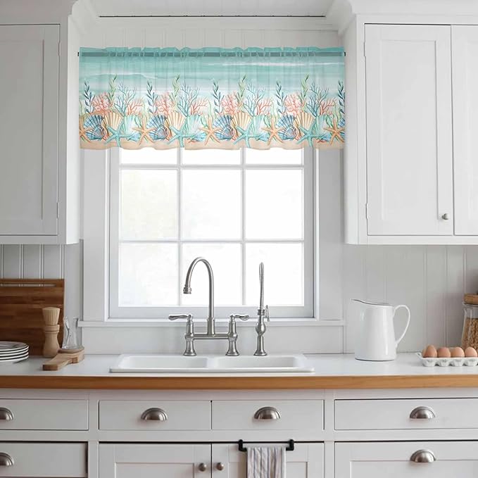 Summer Beach Sheer Valance Curtains - Image 2