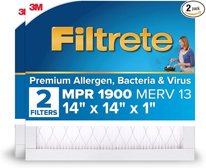 Filtrete 14x14x1 AC Furnace Air Filter, MERV 13, MPR 1900, Premium Allergen by Filtrete