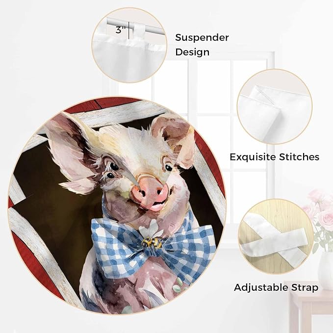 Pig Sunflowers Bedroom Curtains 72 Inch Length, Window Curtains Tab Top - Image 6