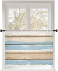 Sheer Curtains 45 Inch Length, Vintage Geometric Blue Semi Sheer Curtains Light by Unknown