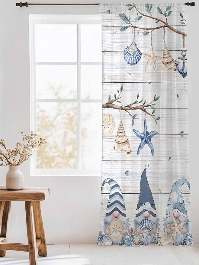 Sheer Curtains 96 Inches Long, Coastal Eucalyptus Semi Sheer Curtains Light - Image 3