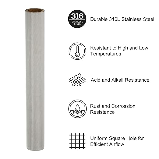 PATIKIL 40" L x 10" W Woven Wire Mesh, 500 Mesh 316L Stainless Steel Air Vent - Image 3