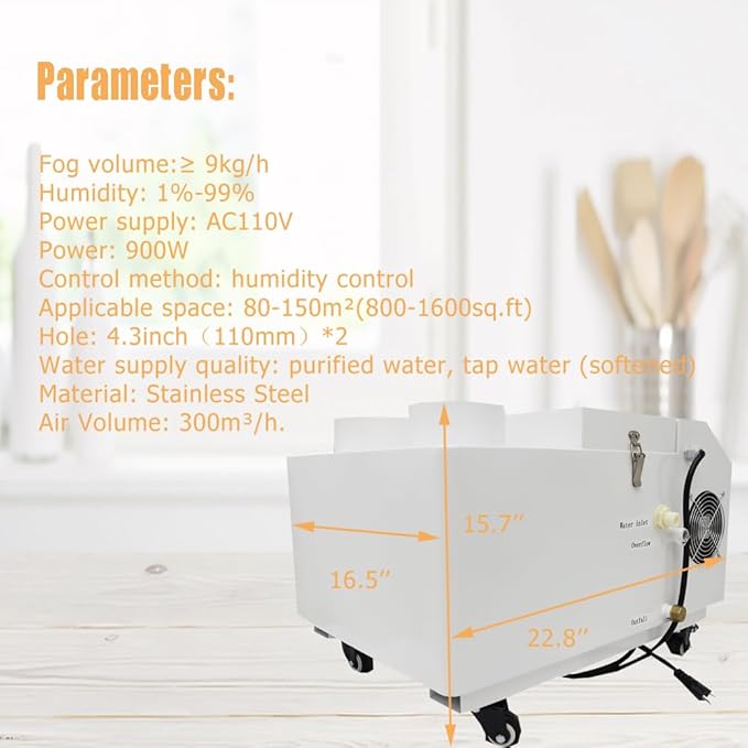 Industrial Ultrasonic Humidifier Cooler Sprayer 9kg/h Portable Continuous Cool - Image 6