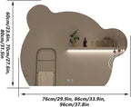 Cute Bear Wall Mirror, Wall Mounted Multifunction Bathroom Vanity Mirror - Image 2