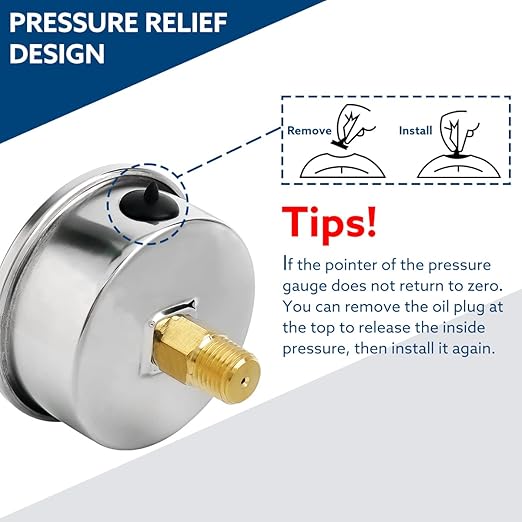 SENCTRL 0-160 Psi Glycerin Liquid Filled Air Pressure Gauge, 2.5" Dial Size - Image 5