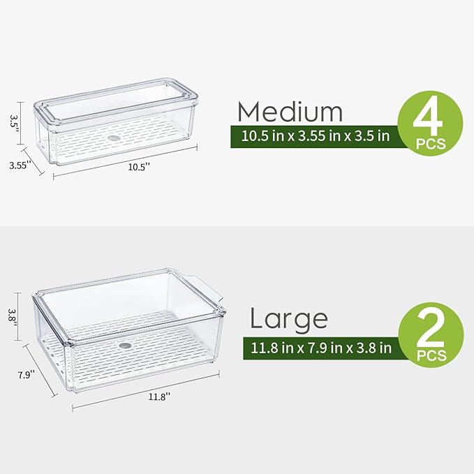 6 Pack Fridge Organizer, Stackable Refrigerator Organizer Bins - Image 2
