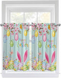 Happy Easter Kitchen Curtains 54 Inches Length, Spring Bunny Eggs Flower Teal by Unknown