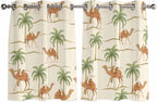 2 Panel Kitchen Cafe Curtains, Date Coconut Tree Sunlight Filtering Nature Air by Hokiten