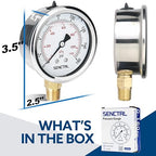 SENCTRL 160 Psi Lead-Free Glycerin Liquid Filled Low Pressure Gauge, 2.5" Dial - Image 6