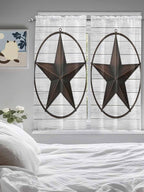 Vintage Farm Western Star Window Valance Curtains, 2 Panel - Image 5