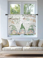 Sheer Curtains 54 Inch Length, Sage Green Gnomes Semi Sheer Curtains Light - Image 4