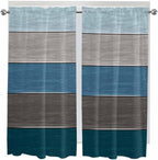 Retro Farm Blue Gray Wood Grain Window Valance Curtains, Rustic Wooden Plank - Image 9