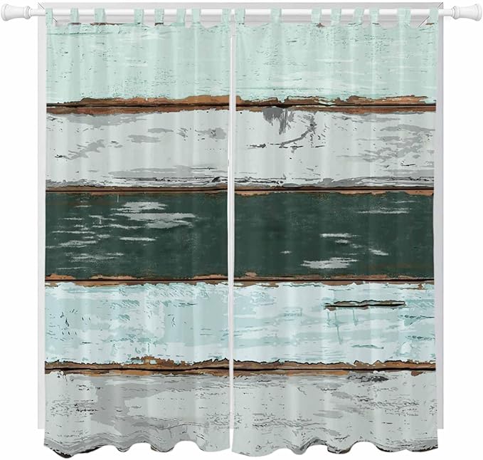 Blue Teal Living Room Curtains 84 Inch Length, Window Curtains Tab Top by Unknown