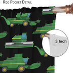 Kids Agriculture Machine Window Curtains, Farm Equipment Tractors Transport - Image 6