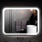 Bathroom Mirror with LED Light and Demister Pad Wall Mounted Mirror Makeup by Unknown