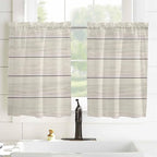 Vintage Country Wooden Board Window Valance Curtains, Gradient Wood Grain Line - Image 8