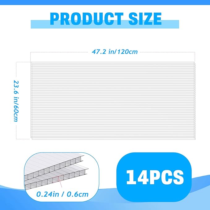 14 Pack Polycarbonate Greenhouse Panels, Excellent Light Transmission & Weather - Image 2