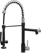 Pull Down Kitchen Faucet with Sprayer, Fapully Commercial Matte Black&Brushed by Fapully