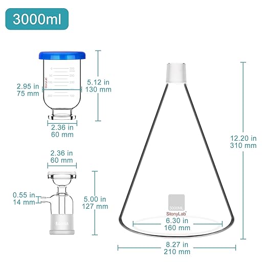 stonylab Glass Filtration Apparatus, Borosilicate Glass Vacuum Filtration - Image 2