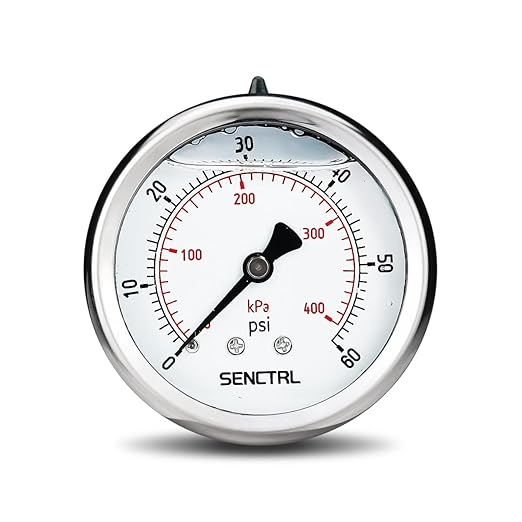 SENCTRL 0-60 Psi Glycerin Liquid Filled Low Pressure Gauge, 2.5" Dial Size by senctrl