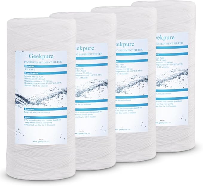Geekpure 10 Inch String Wound PP Sediment Replacement Filter Cartridge by Geekpure