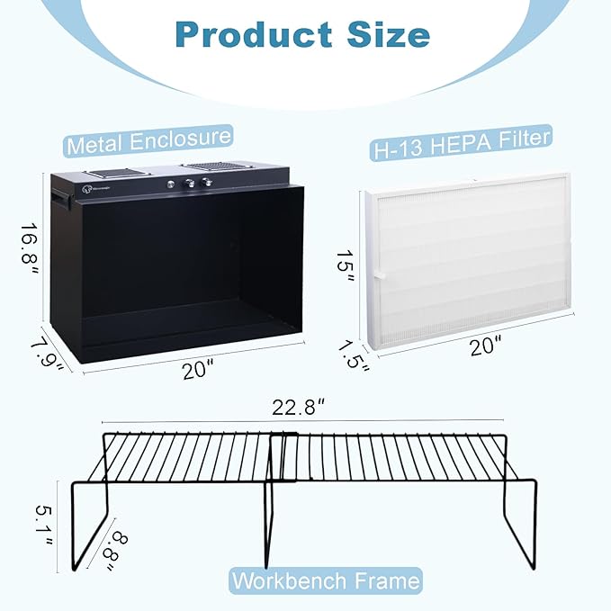 Laminar Flow Hood with H13 HEPA Filter (20"x15"）, FFU Class 100 / ISO 5 Clean - Image 3