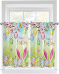 Easter Tier Curtains 45 Inches Long, Spring Bunny Colorful Rabbit Eggs by Unknown