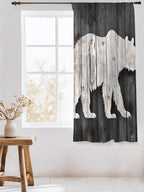 Sheer Curtains 63 Inch Length, Farmhouse Country Rustic Wooden Grain Privacy - Image 3