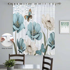 Blue Tulips Living Room Curtains 84 Inch Length, Window Curtains Tab Top - Image 4