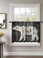 Sheer Curtains 45 Inch Length, Farmhouse Country Vintage Wood Grain Privacy - Image 2