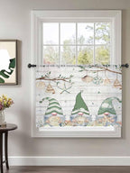 Sheer Curtains 54 Inch Length, Sage Green Gnomes Semi Sheer Curtains Light - Image 2