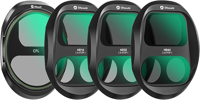 4-Pack Filter Kit for DJI Mavic 4 Pro, Combo of CPL ND8 ND32 ND64 Lens by OfeooAi