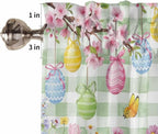 Happy Easter Half Window Curtains 24 Inches Long, Spring Bunny Eggs Flower Sage - Image 6