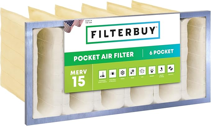 Filterbuy 12x24x12 6-Pocket Air Filter MERV 15 HVAC Replacement by Filterbuy