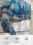 Sheer Curtains 84 Inches Long, Sea Turtle Blue Semi Sheer Curtains Light - Image 6