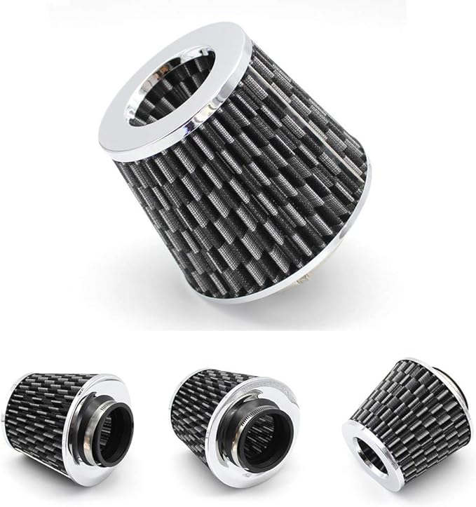 Universal Clamp-On Cold Intake Cone Air Filter 3", Washable Filter, High Flow by AotoKoop