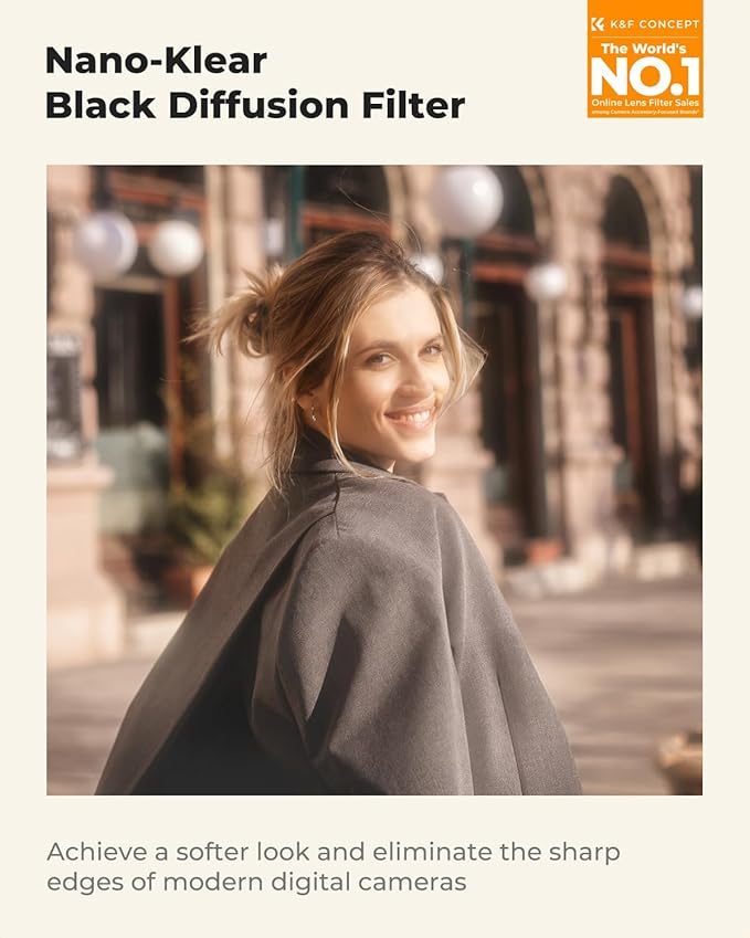 K&F CONCEPT 62mm Black Diffusion 1/2 Filter Mist Cinematic Effect Filter - Image 2