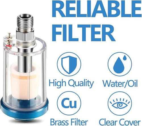 2 Pcs Water Oil Separator Mini in-Line Air Filter, 1/4 Inch NPT Inlet and - Image 2