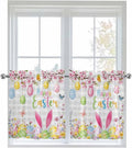 Happy Easter Half Window Curtain 36 Inches Long, Spring Watercolor Bunny Eggs by Unknown