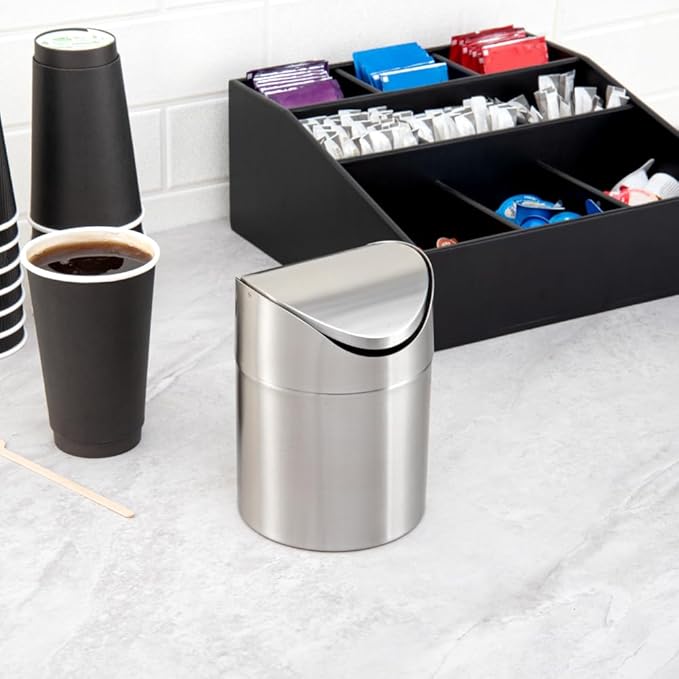 Restaurantware RW Clean 0.4 Gallon Countertop Garbage Can 1 Compact Mini Trash - Image 3