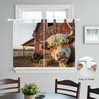 Farm Yaks Bedroom Curtains 63 Inch Length, Window Curtains Tab Top, Farmhouse - Image 4