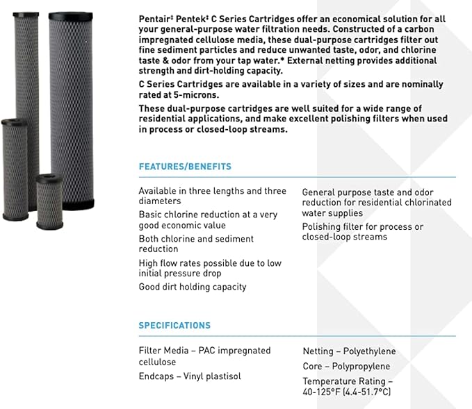 Pentair Pentek C1 Carbon Water Filter, Under Sink Dual Purpose Powdered - Image 4