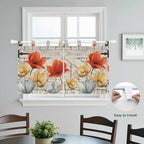 Retro Floral Kitchen Curtains 36 Inch Length, Small Window Curtains Tab Top - Image 4